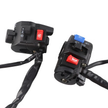 Universal 7/8" Motorcycle Handlebar Switch Pair with Horn, Signal, Light & Start Black