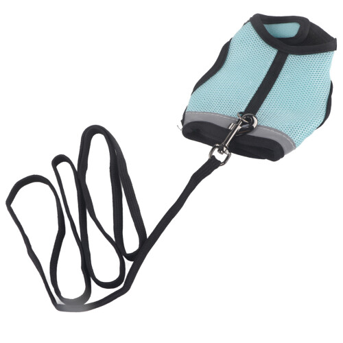 Small Light Blue Hamster Rabbit Harness Set with Leash, Adjustable & Secure 1