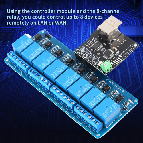 8-Channel Ethernet Relay Module Controller Web Server LAN WAN RJ45 2