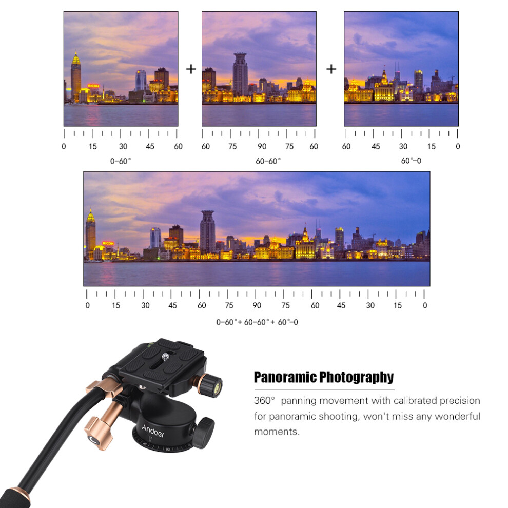 Andoer Q08s 3-Way Damping Video Tripod Head 6Kg 7340572236111
