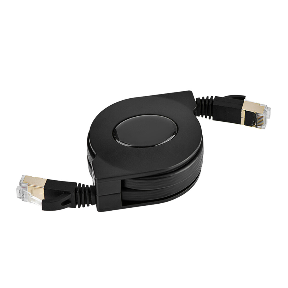 Retractable Cat7 Rj45 Ethernet Cable 1.5M 600Mhz Shielded Flat Black 4611392899125
