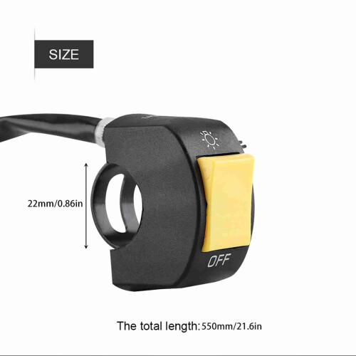 7/8inch Handlebar Mount LED Headlight Switch for Bikes Yellow On/Off Button 1
