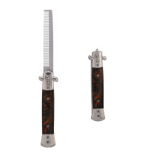 Spring Folding Switchblade Comb - Brown, 22.5cm, Portable Artware