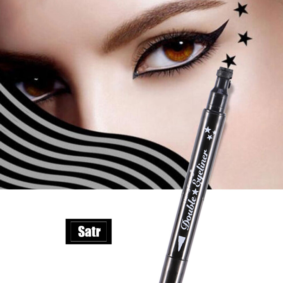 Black Double Head Liquid Eyeliner Pencil With Stamp Â Waterproof, Long Lasting