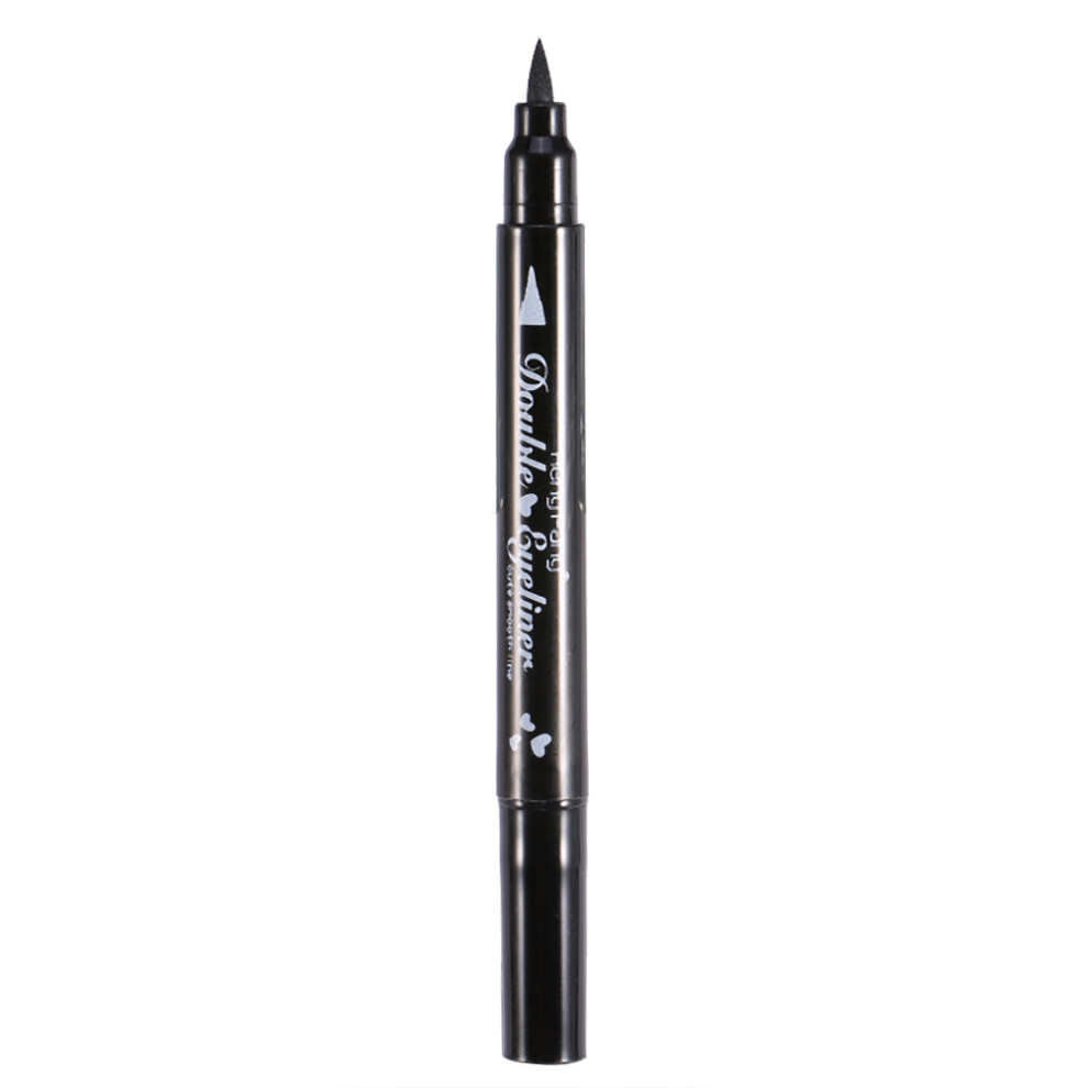 Black Long Lasting Double Head Liquid Eyeliner Pencil With Stamp, 4 Patterns,