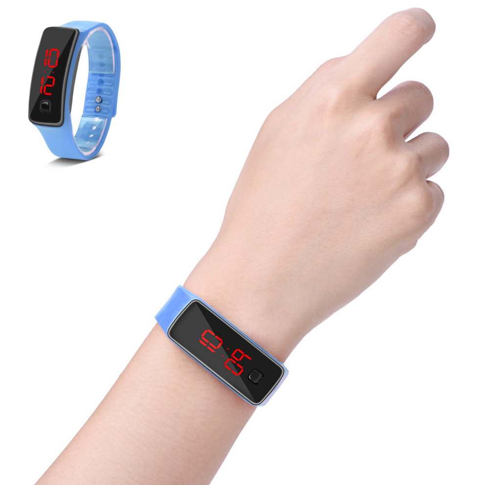 Digital Led Sports Watch Silicone Strap 12-Hour Display Electronic Wrist 9431392905351