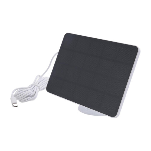 Waterproof 4W Solar Panel Charger for Home Security Camera Solar Cells Powered Charger with Charging Cable,White