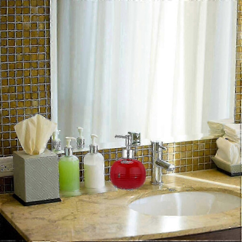Ceramic Liquid Hand Soap Dispenser - Round Press Refillable Bottle with Squeeze Pump (Red) 1