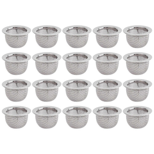 20Pcs cocktail rygerfilter tilbehør, dobbelt filterfilter, vaskbart rustfrit stål netfilter-skål 1