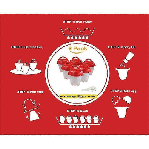 4/6/8X Egg Boiler No Messy Shells Silicone Hard Boiled Egg Cooker Daily Use 2