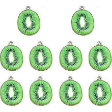 10 Stück: Emaille-Fruchtscheiben-Anhänger, Essensanhänger, Schmuckherstellungsanhänger für DIY-Kette, Kiwi