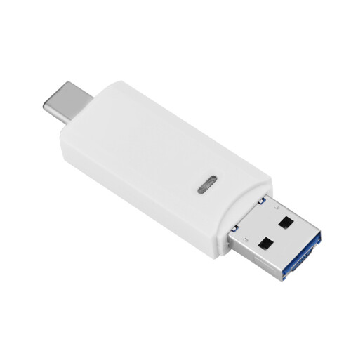 3-in-1 Type-C Micro USB USB OTG Card Reader White 65x18x9mm