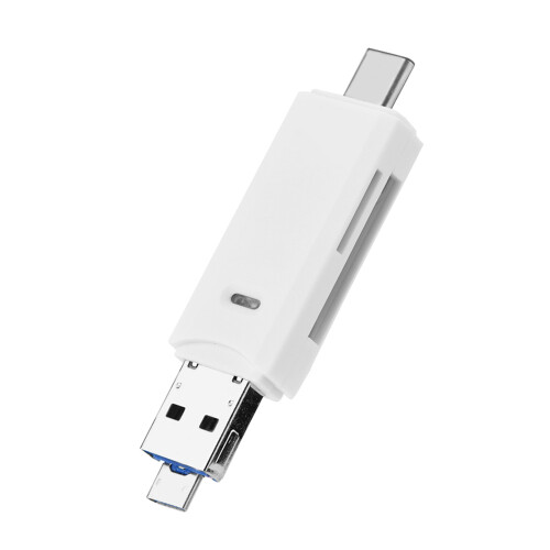 3-in-1 Type-C Micro USB USB OTG Card Reader White 65x18x9mm 1