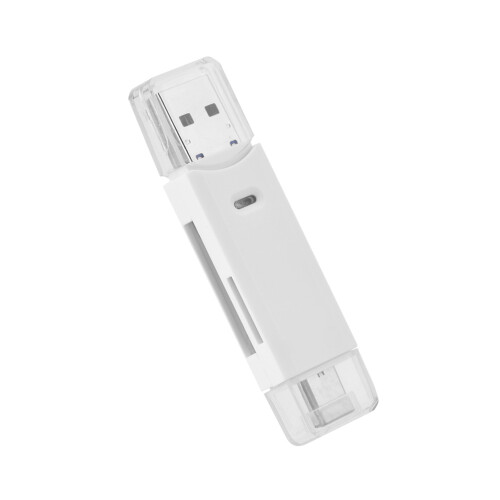 3-in-1 Type-C Micro USB USB OTG Card Reader White 65x18x9mm 2