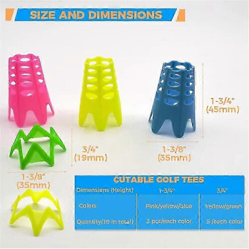 Golf Simulator Tees,19Pcs Practice Golf Tees for Turf and Driving Range Indoor Tee Golf Training Tee 1