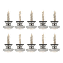 10Pcs Silver Guitar Strap Lock Buttons for Electric Bass Ukelele 2.3 *1.4cm