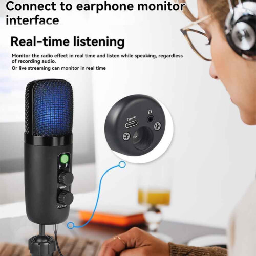 USB Microphone Condenser Gaming Mic for PC with Brilliant RGB Lighting High Configuration 2