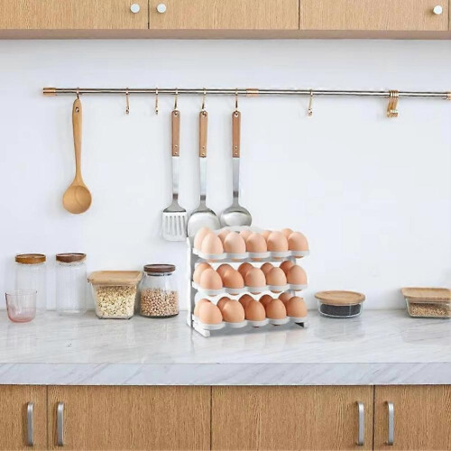 Egg Holder for Fridge - 3-Tier Egg Storage Organizer, Large Capacity Egg Rack for Refrigerator,Collapsible Egg Tray 1