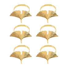 Serviettenringe Set aus 6, Ginkgo-Blatt-Serviettenringe Goldene Serviettenschnalle für Thanksgiving-Tischdekoration