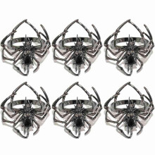 Halloween Napkin Ring Holder Set of 6,Spider Napkin Ring Buckle Spooky Rhinestone Napkin Rings Holder Metal Alloy