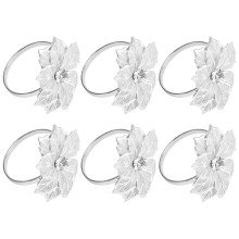 6er-Pack-Serviettenringe, goldene Serviettenringe Schnallen für Tischdekorationen, Hochzeit, Abendessen, Party, DIY-Dekoration, Silber