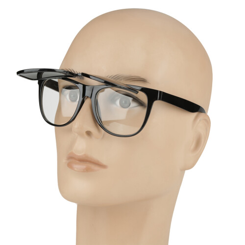 Flip Safety Goggles Lab Glasses, Black, 14.3cm Temples