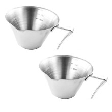 Espresso-Messbecher mit Griff 2-Pack Doppel-Espresso-Tassen Edelstahl-Espresso-Einschenkungsbecher Silber