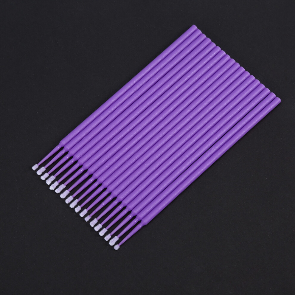 Purple 100Pcs Women Micro Disposable Eyelash Extension Brush Set 100Mm