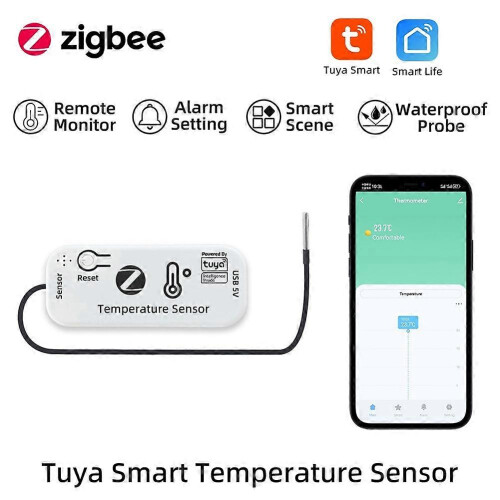 TUYA Zigbee Temperatursensor APP Fernmonitor Tuya wasserdichter Temperatursensor Smart Home 2M 2