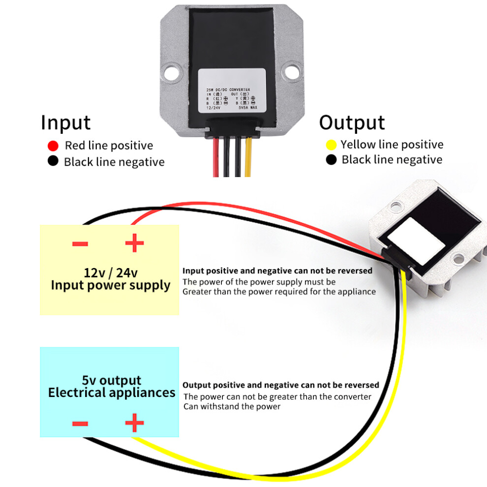 12V/24V To 5V 5A 25W Buck Converter Waterproof 66X60x22mm 9301392913451