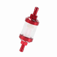 Red 8mm Thread Fuel Filter for Motorcycle Metal & Glass Inline Oil & Gas Filter