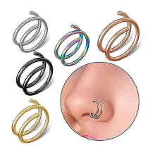 Doppelter Nasenring für Einzelpiercing Edelstahl Linker und Rechts Doppelring-Nasenring Spiral-Nasenringe für Frauen Männer Männer