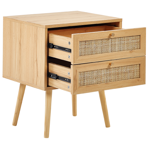 Beliani 2 Drawer Bedside Table PEROTE Rattan Light Brown 1