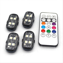 4-teilige drahtlose LED-Stroboskoplichter Autodekoration Atmosphärenlicht, 8 Farben wiederaufladbare LED-Lichter LED-Krieg
