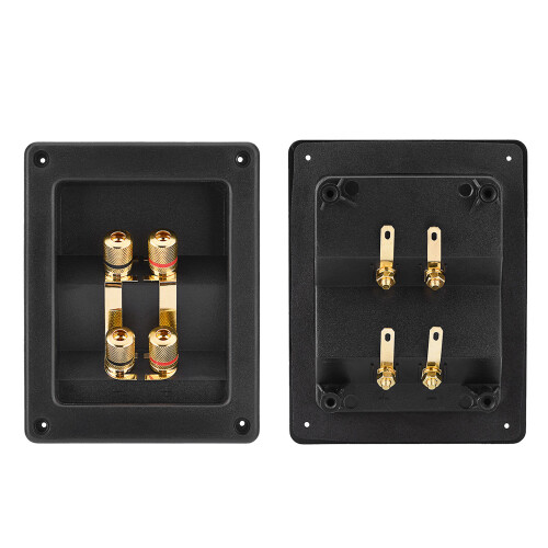 Acoustic Speaker Terminal Box with 4 Copper Binding Posts Cable Connectors 1