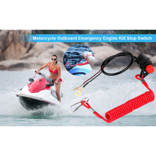 Motorcycle & Outboard Lawn Mower Kill Switch with Tether Stop Lanyard 2