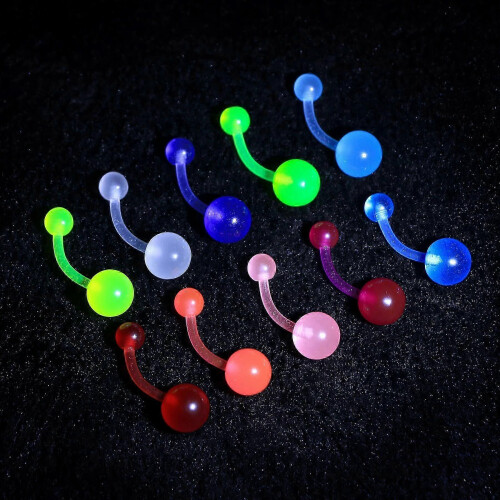 10 Τεμάχια Δαχτυλίδια Αφαλού Glow in The Dark Δαχτυλίδια Κοιλιάς 14G Μπάρα Μπανάνα Πολύχρω 1