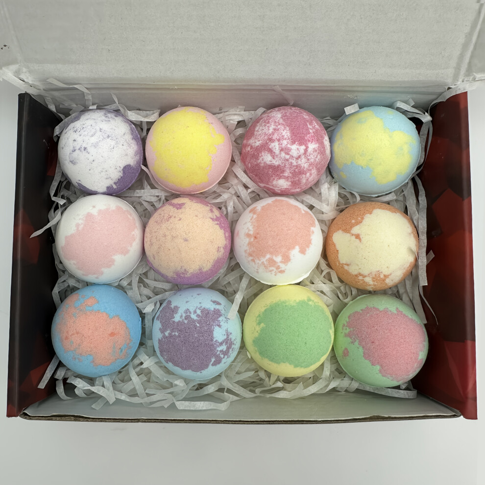 (12 pcs) Colorful Bubble Bath Bombs and Bath Balls, Available in Multiple Sets for Your Choice. Offers a Variety of Scents to
