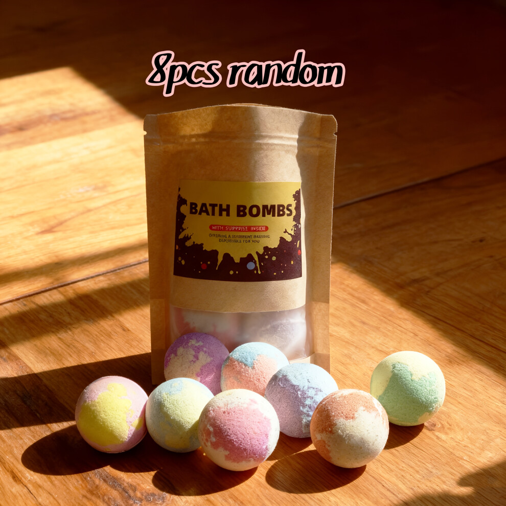 (8 pcs of Random) Colorful Bubble Bath Bombs and Bath Balls, Available in Multiple Sets for Your Choice. Offers a Variety of Scents to