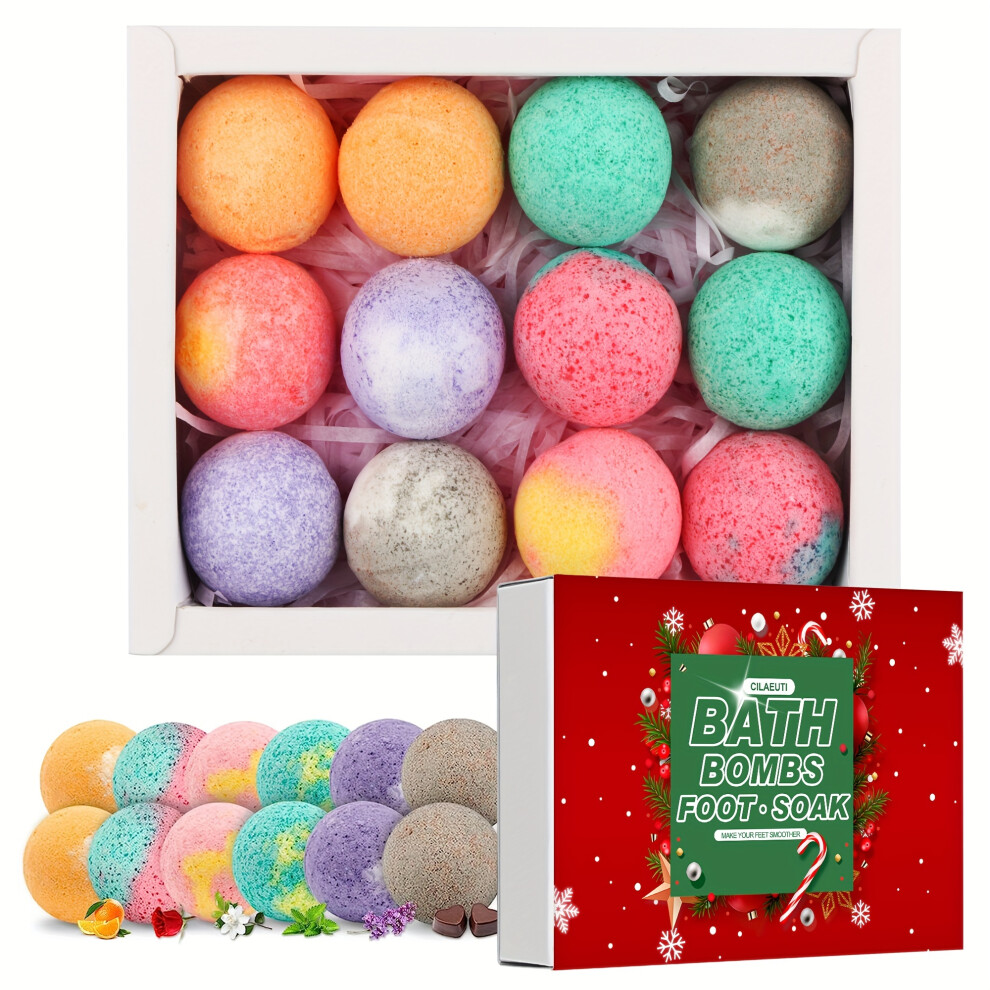 12 Bath Bomb Gift Set, Moisturizing and Peeling Dry Skin, Bath Ball with Essential Oils and Bath Salts, Handmade Bubble