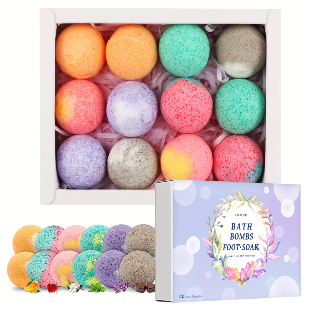 12 pcs Bath Bomb Gift Set, Moisturizing and Peeling Dry Skin, Bath Ball with Essential Oils and Bath Salts, Handmade