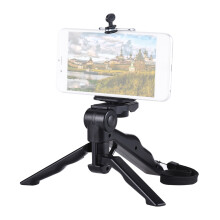 Mini Tripod Stabilizer with Phone Clamp for Smartphone and Camera, Black