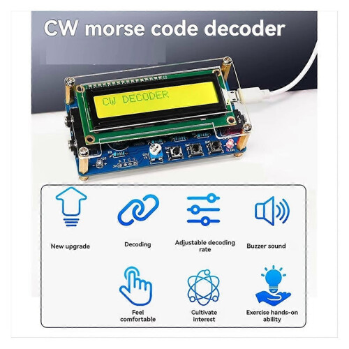 Aufgerüsteter CW-Morsecode-Decoder mit digitalem LCD-CW-Trainer-Morsecode-Decoder-Kit ausgestattet + Gehäuse 2