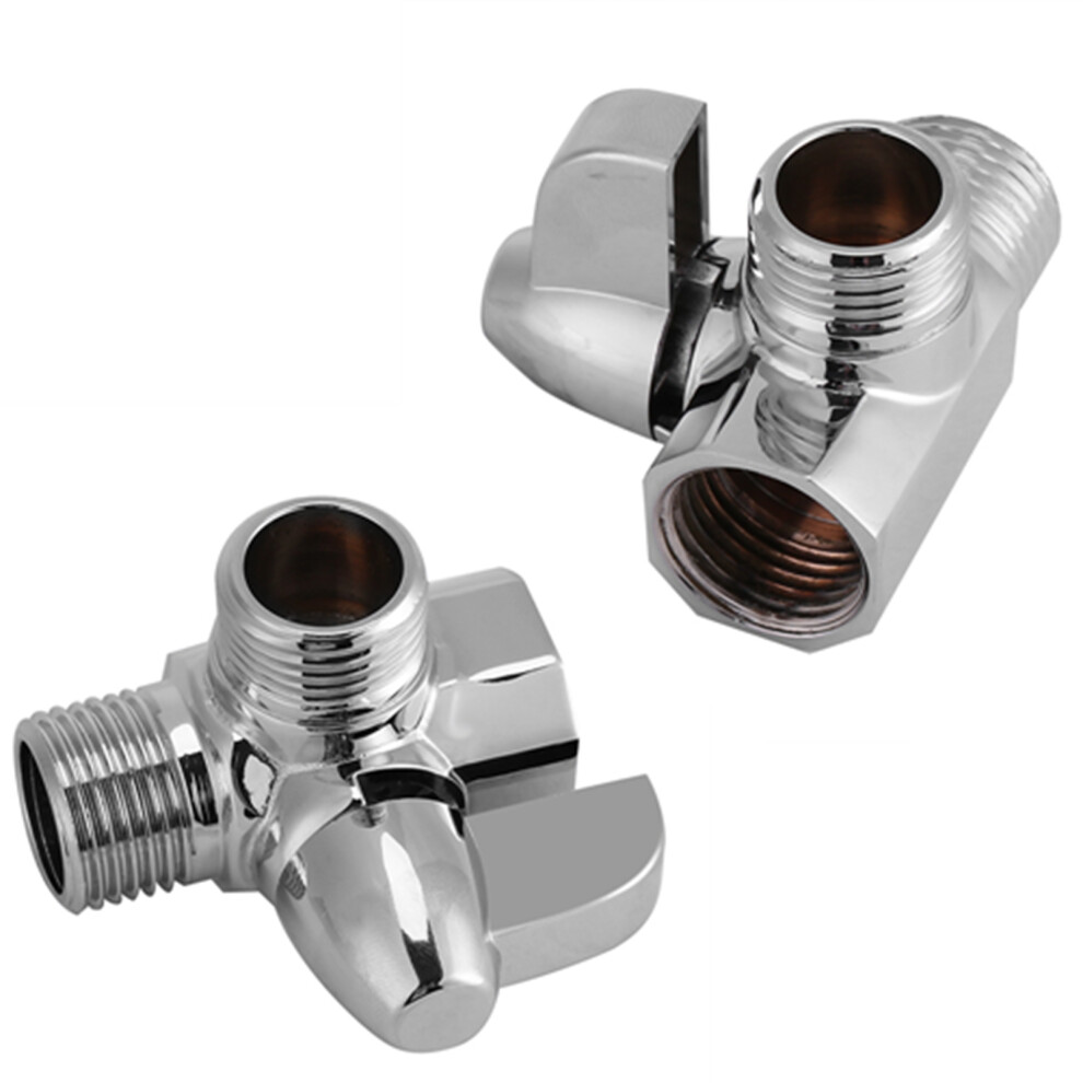3-Way Brass Chrome Shower Diverter T Shape G1/2" Wall-Mount Adapter 7661393036774