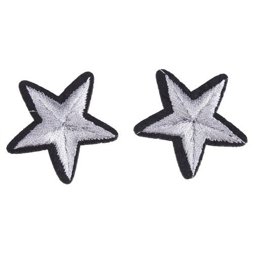 Embroidered Silver Star Patch Kit of 6 1