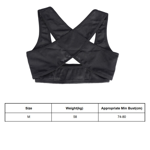 Elastic Posture Corrector Belt Black M for Shoulder & Back Support 1