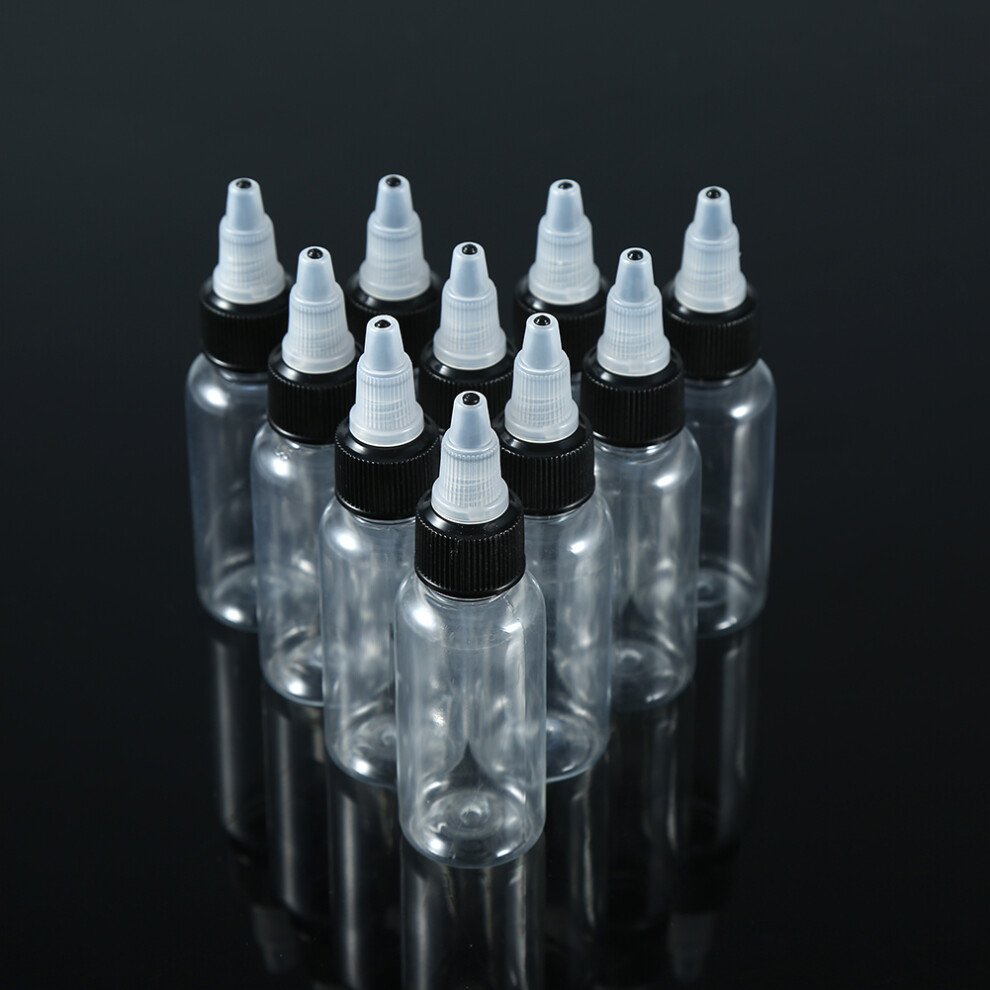 30ML Transparent Plastic Ink Pigment Bottles for Tattooing - Pack of 10