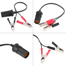 12V Car Power Socket to Battery Terminal Clamps Adapter for Automotive Use