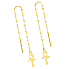 Sturdy Stainless Steel Earrings With Modern Symbol Detail-gold