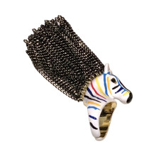 High Quality Alloy Zebras Head Alloy Ring Modern-Color stripes